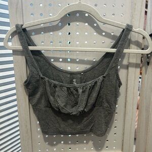 Me to We Essentials Ruched Crop Tank – Gray – Size XS